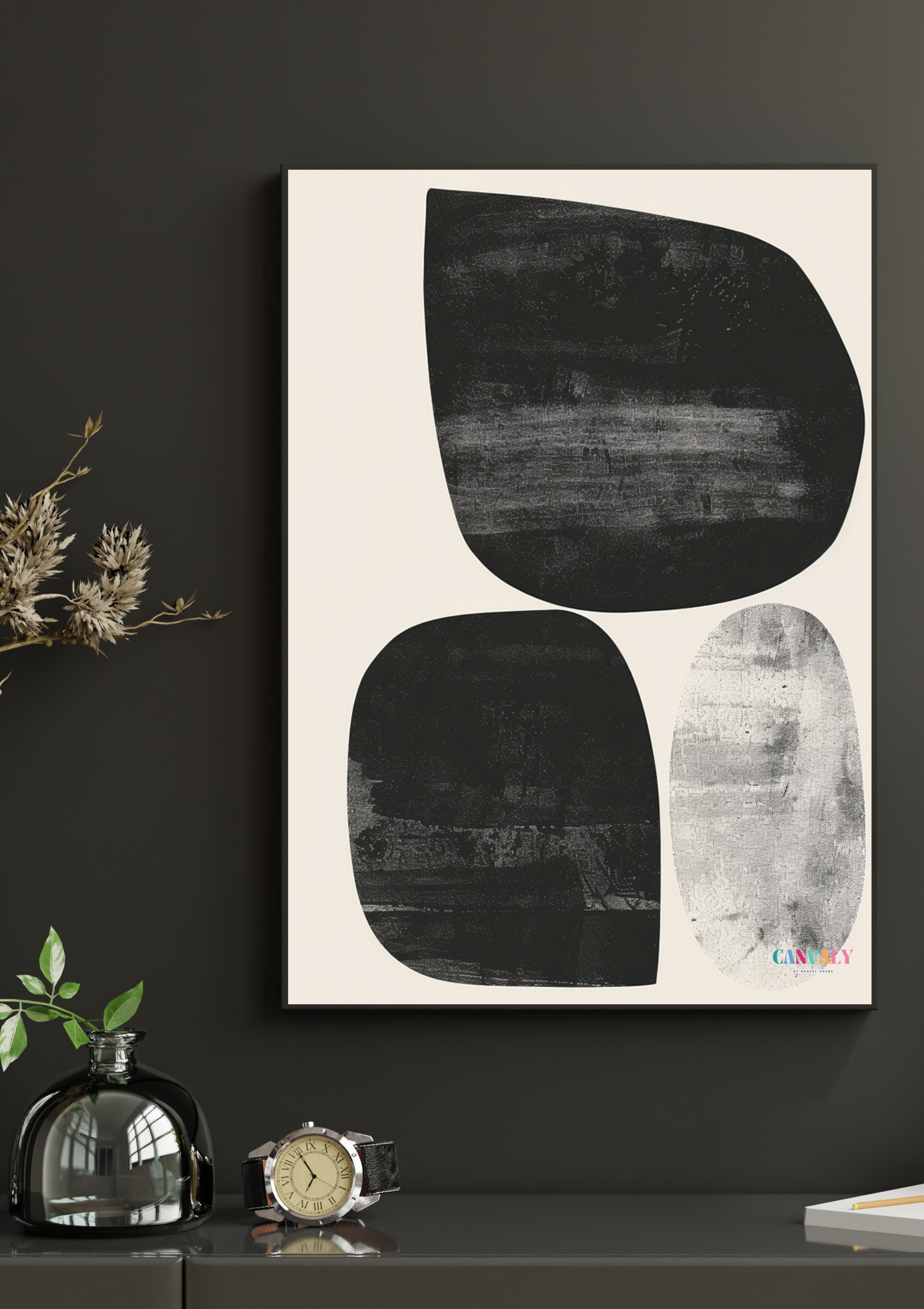 Calm Current – Minimalist Black & White Digital Wall Art (Instant Download)