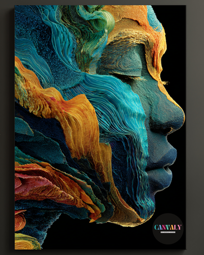 Colorful abstract art of a face with 'GAVIN'Y' branding