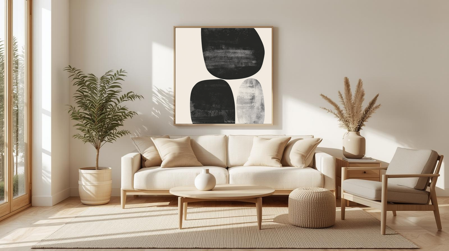 Calm Current – Minimalist Black & White Digital Wall Art (Instant Download)