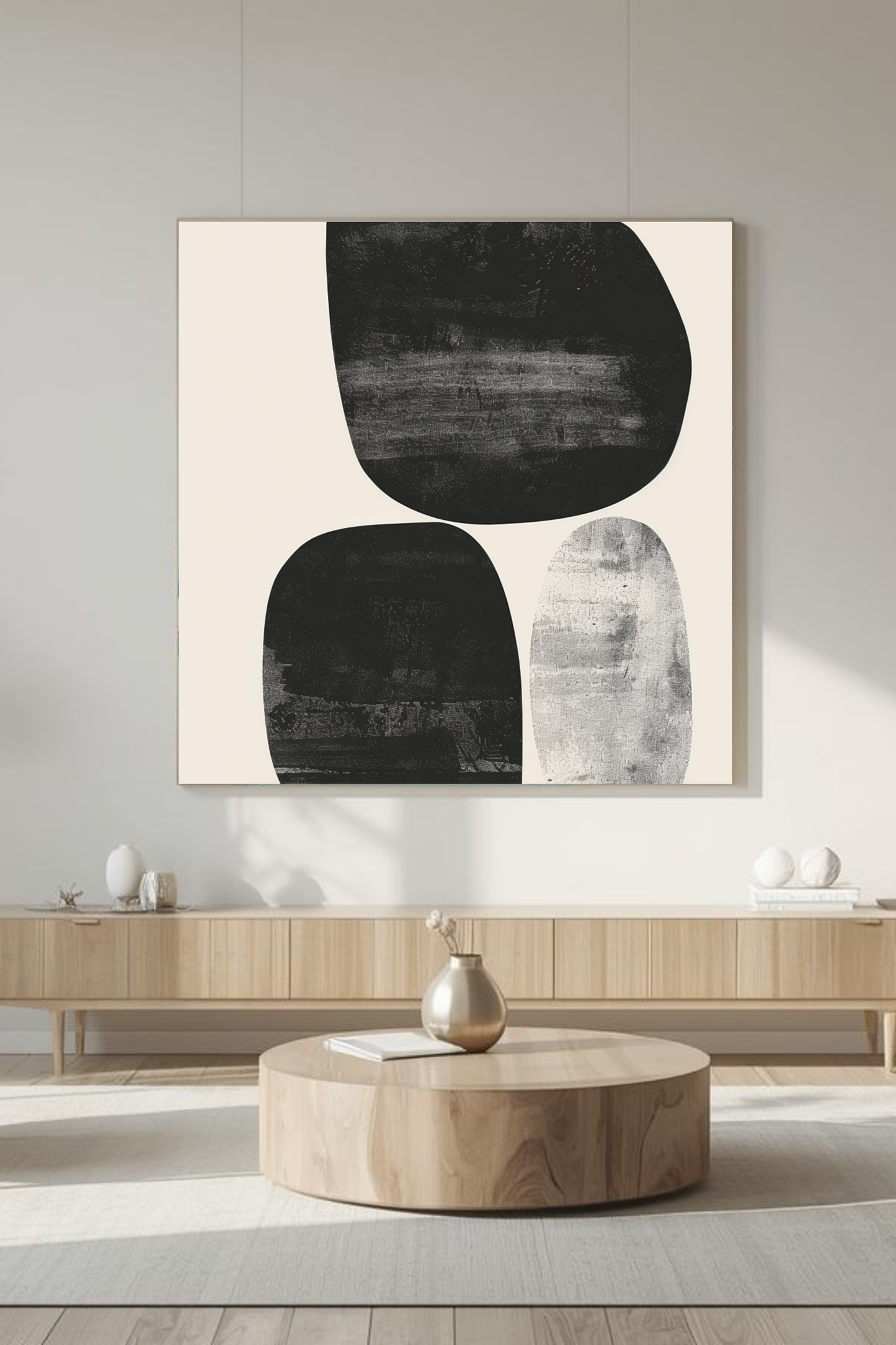Calm Current – Minimalist Black & White Digital Wall Art (Instant Download)