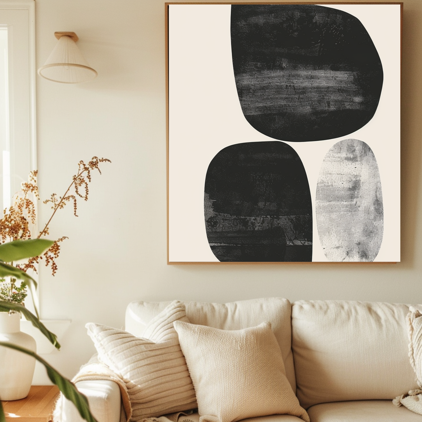 Calm Current – Minimalist Black & White Digital Wall Art (Instant Download)